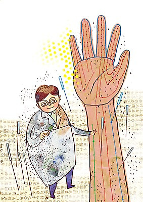 PSD 손 남자 일러스트 의학 한명 사람 신체부위 치료 한의학 의사 한의사 침술 혈자리 국내일러스트 1 의료진 파일형식