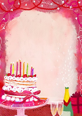 PSD 기념일 음식 백그라운드 일러스트 초 촛불 디저트 기념 선물 이벤트 사람없음 세로 선물상자 케이크 공백 축하 샴페인 알림 샴페인잔 국내일러스트 컨셉 술잔 주류 상자 파일형식