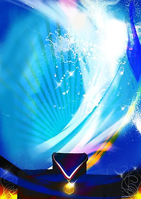 PSD 컬러 백그라운드 일러스트 이벤트 사람없음 세로 파란색 공백 상 메달 알림 오브젝트 금메달 방사선무늬 국내일러스트 상패 상_상패 파일형식