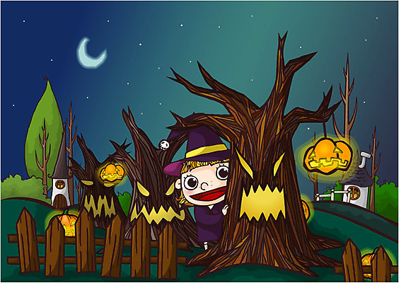 EPS 나무 식물 캐릭터 여자 기념일 별 초등학생 어린이 일러스트 호박 조명 주택 한명 사람 소녀 이벤트 야외 건물 가로 울타리 축제 할로윈 달 유령 야간 초승달 잭오랜턴 여자만 여자한명만 어린이만 소녀만 소녀한명만 일러캐릭터 자연요소 1 학생 건축물 채소 담장 파일형식 벡터