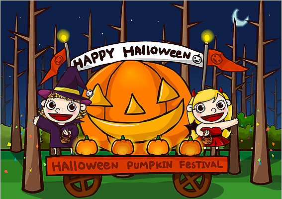 EPS 나무 식물 캐릭터 여자 기념일 일러스트 호박 사람 이벤트 야외 두명 가로 분장 바구니 축제 할로윈 달 깃발 야간 숲 초승달 악마 마녀 꽃가루 마차 마녀복장 퍼레이드 행진 여자만 일러캐릭터 자연요소 교통수단 채소 모션 가루 이벤트의상 파일형식 벡터