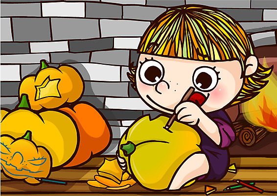 EPS 캐릭터 여자 기념일 초등학생 어린이 조각 일러스트 호박 벽돌 색연필 실내 한명 사람 소녀 이벤트 가로 필기구 축제 할로윈 벽난로 조각칼 조각_조소 여자만 여자한명만 어린이만 소녀만 소녀한명만 일러캐릭터 1 학생 채소 문구용품 학용품 내부 칼 조소 파일형식 벡터