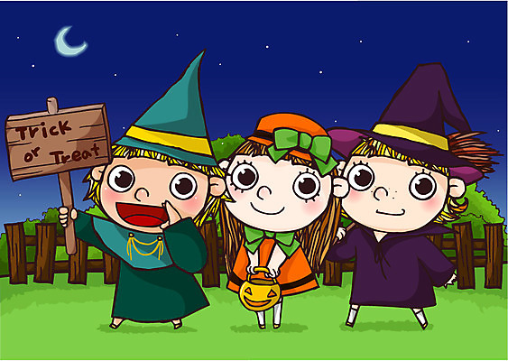 EPS 나무 캐릭터 모자 여자 기념일 남자 어린이 일러스트 호박 사람 소녀 이벤트 소년 야외 가로 세명 울타리 분장 바구니 축제 팻말 할로윈 달 야간 초승달 마녀 마녀복장 어린이만 일러캐릭터 자연요소 식물 잡화 채소 프레임 담장 이벤트의상 파일형식 벡터