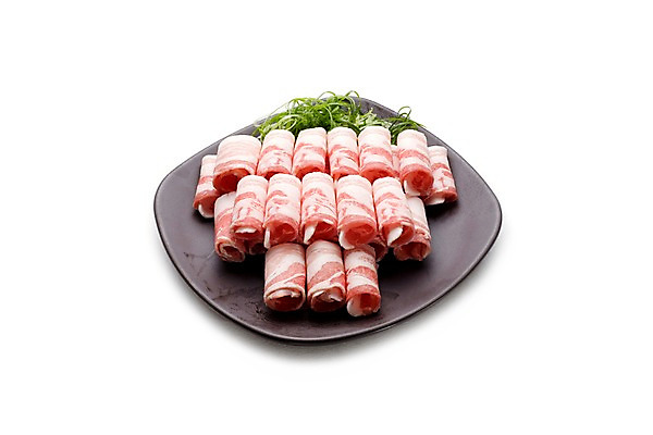 포토 JPG 접시 식재료 실내 생고기 돼지고기 누끼 사람없음 흰배경 삼겹살 대패삼겹살 파채 국내포토 식기 음식 백그라운드 육류 내부 흰색 파일형식