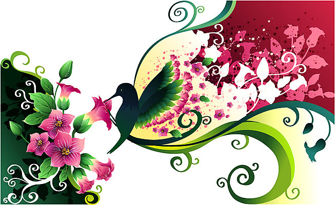 EPS 식물 꽃 분홍색 컬러 백그라운드 일러스트 자연 조류 사람없음 팝아트 국내일러스트 동물 그림 생태계 파일형식 벡터