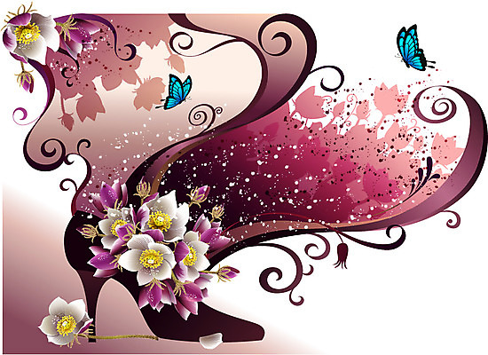 EPS 식물 꽃 구두 컬러 나비 백그라운드 일러스트 자연 사람없음 컬러풀 보라색 팝아트 복수초 국내일러스트 곤충 신발 그림 생태계 파일형식 벡터