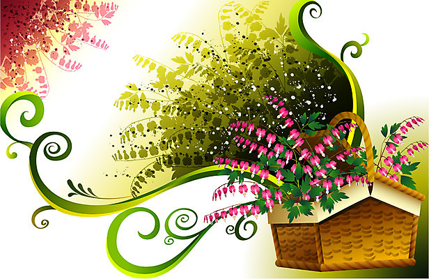 EPS 식물 꽃 분홍색 컬러 백그라운드 일러스트 자연 사람없음 팝아트 금낭화 국내일러스트 그림 생태계 파일형식 벡터