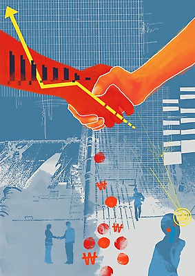 PSD 손 화살표 일러스트 비즈니스 모션 그래프 악수 협상 여러명 신체부위 글로벌비즈니스 거래 원화 계약 무역 상승 통화 선박 국내일러스트 산업 다수 컨셉 수상교통 돈 사람 손짓 글로벌 파일형식