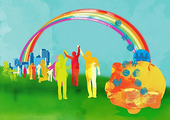 PSD 나무 여자 남자 무지개 일러스트 비즈니스 가족 미래 사람 풍경 빌딩 여러명 건물 글로벌비즈니스 동전 저축 저금통 도시 원화 하이파이브 금융의날 국내일러스트 자연요소 식물 건축물 다수 컨셉 돈 관계 손짓 금융 글로벌 파일형식 법정기념일