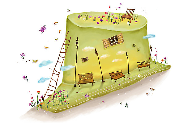 PSD 구름 모자 잡화 공공시설 꽃잎 꽃 백그라운드 낙엽 꽃밭 가로등 벤치 의자 일러스트 사다리 창문 하늘 나뭇잎 조명 사람없음 가로 중절모 클로슈 배경삽화 국내일러스트 자연요소 식물 모자_잡화 가구 잎 도구 시설 파일형식