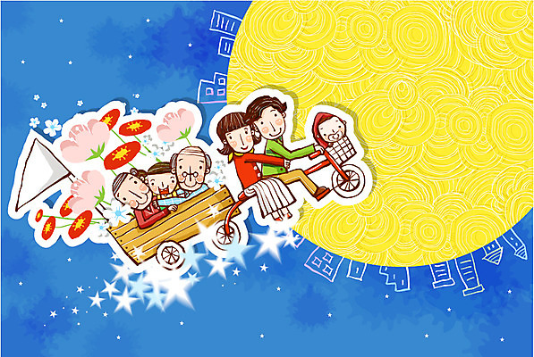 EPS 여자 할아버지 노년 남자 꽃 행복 별 할머니 어린이 백그라운드 일러스트 가족 포옹 상상 엄마 대가족 사랑 사람 소녀 이벤트 빌딩 여러명 야외 건물 부모 자전거 달 비행 아기 신생아 아빠 야간 마차 꽃마차 국내일러스트 자연요소 식물 건축물 감정 교통수단 다수 관계 안기 성인 바이크 파일형식 벡터