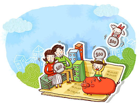 EPS 주간 구름 여자 남자 어린이 백그라운드 지폐 날개 일러스트 가족 엄마 사랑 사람 소녀 이벤트 빌딩 여러명 야외 건물 금융 경제 부모 동전 저축 돼지저금통 아기 신생아 원화 아빠 재산 백원 재테크 통장 금융의날 국내일러스트 자연요소 건축물 감정 다수 돈 관계 저금통 파일형식 벡터 법정기념일