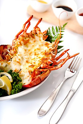 포토 JPG 스튜디오촬영 그릇 접시 음식 포크 파슬리 요리 사람없음 해물요리 나이프 바닷가재 구이 레몬 해산물 종지 랍스터버터구이 국내포토 식기 채소 과일 실내 칼 가재 파일형식