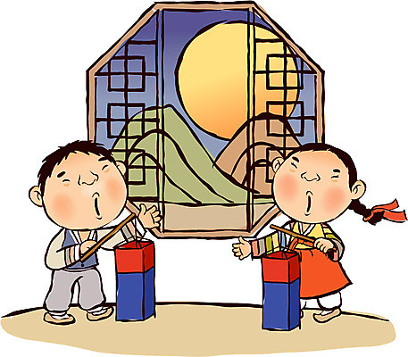 EPS 캐릭터 계절 여자 명절 남자 어린이 일러스트 창문 자연 전통캐릭터 안내 실내 사람 동양인 소녀 소년 두명 추석 보름달 달 가을 인사 야간 전통의상 한복 청사초롱 문살 어린이만 국내일러스트 일러캐릭터 자연요소 한국전통 전통 기념일 인종 내부 예절 생태계 초롱 파일형식 벡터