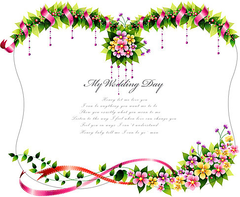 EPS 식물 템플릿 꽃 리본 선 줄기 결혼 백그라운드 잎 패턴 카드템플릿 꽃백그라운드 프레임 틀 사람없음 장식 청첩장 이미지템플릿 카드프레임 무늬 카드_감사 이벤트 파일형식 벡터