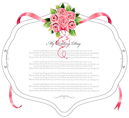 EPS 식물 템플릿 꽃 리본 결혼 백그라운드 잎 패턴 카드템플릿 꽃백그라운드 프레임 틀 사람없음 장식 장미 청첩장 이미지템플릿 카드프레임 무늬 카드_감사 이벤트 파일형식 벡터