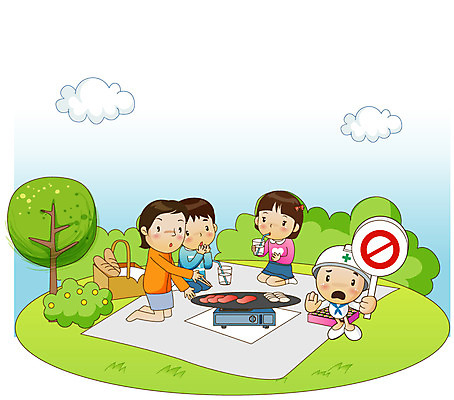 EPS 주간 나무 구름 캐릭터 여자 남자 음료 어린이 빵 일러스트 육류 경고 안전 사람 소녀 소년 여러명 야외 가로 소풍 바구니 팻말 금지 바게트 안전모 사회이슈 버너 돗자리 생활안전 불판 조심 화상 어린이만 국내일러스트 일러캐릭터 자연요소 식물 음식 다수 컨셉 식재료 프레임 야외활동 상처 헬멧 안전장비 안전수칙 파일형식 벡터