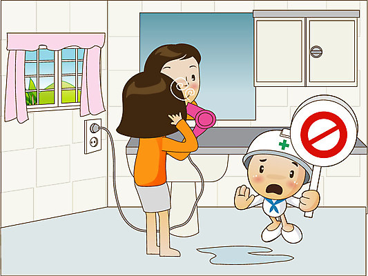 EPS 주간 캐릭터 여자 남자 일러스트 창문 실내 경고 안전 사람 두명 가로 물 팻말 거울 욕실 금지 커튼 콘센트 전기에너지 안전모 드라이어 사회이슈 세면대 화장실 서랍장 생활안전 안전수칙 조심 감전 감전사고 국내일러스트 일러캐릭터 자연요소 가구 컨셉 프레임 내부 에너지 미용용품 헬멧 안전장비 사건 파일형식 벡터