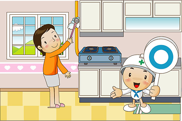 EPS 주간 구름 캐릭터 여자 남자 일러스트 창문 산 실내 안전 사람 두명 가로 주방 팻말 원형 가스레인지 안전모 사회이슈 싱크대 생활안전 안전수칙 비누거품 가스점검 국내일러스트 일러캐릭터 자연요소 도형 컨셉 프레임 내부 거품 가전제품 레인지 헬멧 안전장비 개수대 파일형식 벡터 가스. 점검