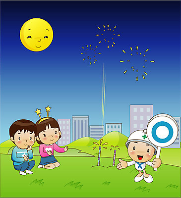 EPS 캐릭터 여자 남자 어린이 일러스트 산 폭죽 불꽃놀이 안전 사람 소녀 빌딩 소년 잔디 야외 건물 세로 세명 팻말 보름달 달 야간 안전모 사회이슈 생활안전 안전수칙 어린이만 국내일러스트 일러캐릭터 자연요소 식물 건축물 컨셉 놀이 프레임 헬멧 안전장비 파일형식 벡터