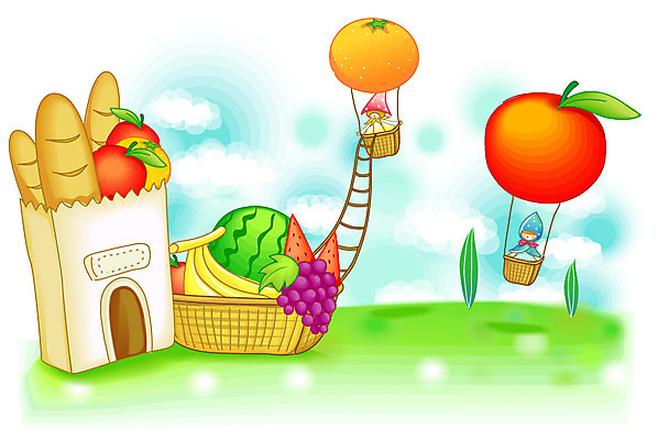 EPS 나무 식물 구름 빵 백그라운드 과일 일러스트 사다리 포도 귤 수박 주택 바나나 요정 선물 이벤트 초원 사람없음 건물 가로 쇼핑 바구니 문 열기구 비행 사과 바게트 국내일러스트 자연요소 건축물 음식 항공교통 도구 파일형식 벡터