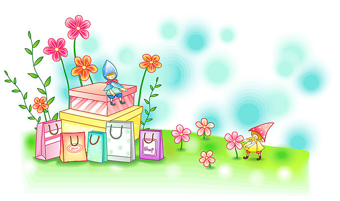 EPS 식물 꽃 줄기 백그라운드 일러스트 요정 선물 이벤트 사람없음 가로 선물상자 쇼핑 상자 쇼핑백 원형 풀 오브젝트 국내일러스트 도형 가방 파일형식 벡터