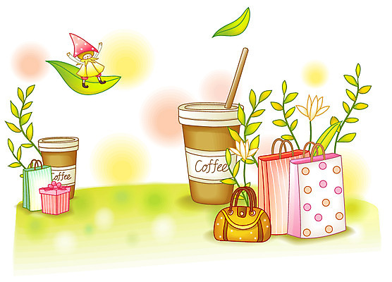 EPS 식물 꽃 커피 줄기 백그라운드 가방 일러스트 나뭇잎 요정 선물 이벤트 사람없음 가로 선물상자 쇼핑 상자 비행 원형 풀 오브젝트 테이크아웃 국내일러스트 도형 잡화 음료 잎 파일형식 벡터