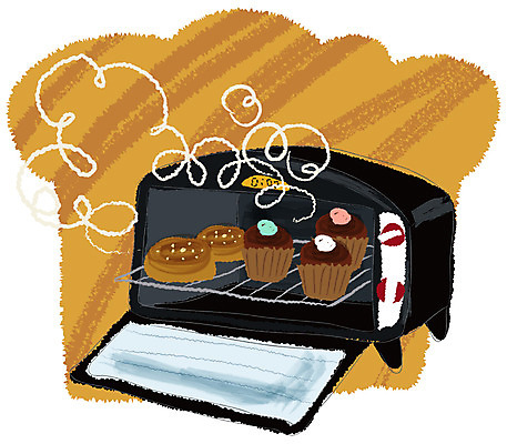 EPS 아이콘 음식 빵 백그라운드 주방용품 사람없음 가로 전자제품 주방 가전제품 오븐 머핀 생활아이콘 미니오븐 2D아이콘 생활용품 파일형식 벡터