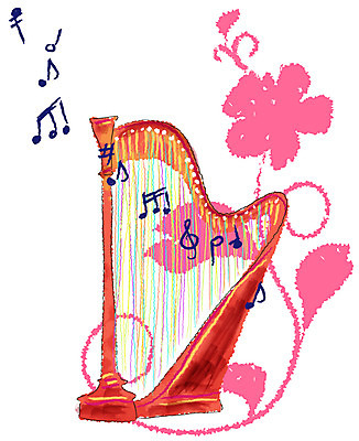 EPS 아이콘 꽃 악기 음악 백그라운드 음표 현악기 사람없음 세로 생활아이콘 하프 악기아이콘 2D아이콘 식물 기호 문화예술 파일형식 벡터