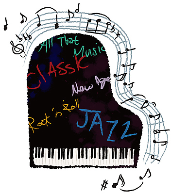 EPS 악기 음표 일러스트 건반 피아노 건반악기 플랫 높은음자리표 오선지 재즈 국내일러스트 기호 음악 악보 오선 파일형식 벡터