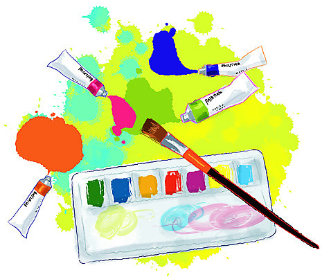 EPS 아이콘 생활용품 백그라운드 수채화 미술 사람없음 가로 물감 미술도구 붓 팔레트 오브젝트 그림 번짐 생활아이콘 소품아이콘 2D아이콘 문화예술 파일형식 벡터 효과