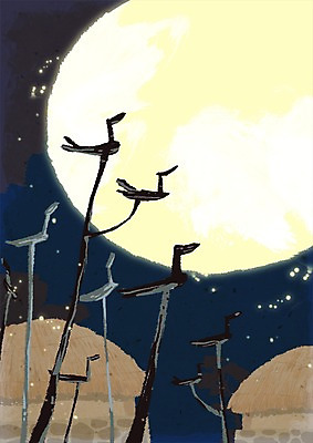 PSD 한국전통 시설물 계절 건축 별 컬러 고건축 한국건축 일러스트 자연 밤하늘 초가집 풍경 사람없음 야외 노란색 추석 마을 가을풍경 동양건축 보름달 가을 야간 솟대 국내일러스트 자연요소 전통 건축물 명절 하늘 한옥 한국 달 생태계 파일형식 동양 가을_계절