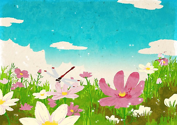 주간 PSD 식물 구름 한국전통 계절 명절 꽃 곤충 백그라운드 일러스트 자연 하늘 풍경 초원 사람없음 야외 추석 가을풍경 가을 잠자리 코스모스 가을배경 국내일러스트 자연요소 동물 전통 기념일 한국 생태계 파일형식 가을_계절