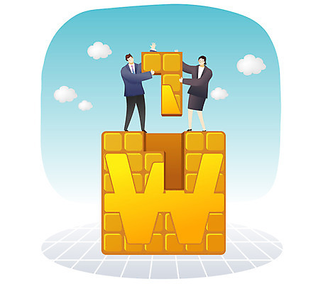 EPS 구름 여자 남자 일러스트 비즈니스 하늘 협력 사람 정장 두명 가로 금융 경제 비즈니스맨 비즈니스우먼 원화 퍼즐 큐브 금융비즈니스 국내일러스트 자연요소 옷 돈 직장인 파일형식 벡터