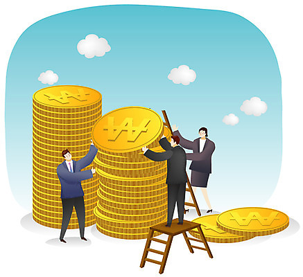 EPS 구름 여자 남자 돈 일러스트 비즈니스 사다리 하늘 협력 사람 정장 가로 세명 금융 경제 동전 비즈니스맨 비즈니스우먼 원화 금융비즈니스 국내일러스트 자연요소 옷 도구 직장인 재산 파일형식 벡터