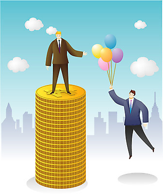 EPS 구름 남자 돈 일러스트 비즈니스 하늘 사람 풍경 정장 두명 세로 금융 경제 동전 비행 도시 비즈니스맨 원화 금융비즈니스 풍선 남자만 국내일러스트 자연요소 옷 직장인 재산 파일형식 벡터