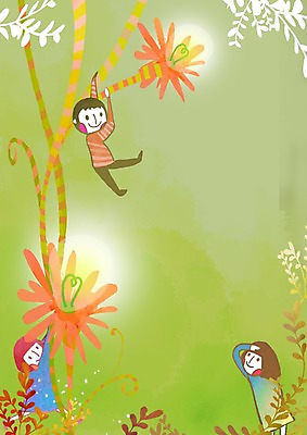 PSD 식물 여자 남자 꽃 어린이 줄기 백그라운드 일러스트 전구 조명 프레임 사람 소녀 소년 세로 세명 공백 에너지 그린에너지 미래에너지 어린이만 국내일러스트 파일형식