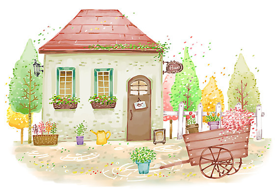 PSD 나무 식물 계절 꽃 화분 화초 육상교통 백그라운드 일러스트 자연 알림판 풍경 사람없음 야외 건물 가로 울타리 상점 수레 봄 물뿌리개 봄배경 국내일러스트 건축물 교통수단 담장 카트 생태계 파일형식