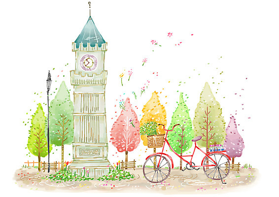 PSD 나무 식물 계절 공원 공공시설 꽃잎 육상교통 백그라운드 가로등 벤치 의자 일러스트 자연 조명 풍경 사람없음 야외 가로 바구니 자전거 봄 시계탑 봄배경 국내일러스트 꽃 교통수단 가구 탑 바이크 시설 생태계 파일형식