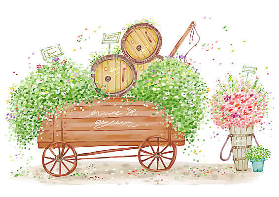 PSD 식물 계절 꽃 화분 화초 육상교통 백그라운드 일러스트 자연 풍경 사람없음 가로 수레 봄 꽃바구니 가격표 봄배경 국내일러스트 교통수단 바구니 카트 생태계 파일형식