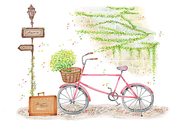 PSD 식물 계절 육상교통 벽 백그라운드 가방 일러스트 자연 벽돌 풍경 사람없음 야외 가로 바구니 여행가방 자전거 봄 표지판 덩굴 봄배경 국내일러스트 잡화 교통수단 알림판 바이크 생태계 파일형식