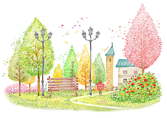 PSD 나무 식물 계절 공원 공공시설 꽃 길 백그라운드 꽃밭 가로등 벤치 의자 일러스트 자연 조명 주택 풍경 사람없음 야외 건물 가로 봄 우체통 봄배경 국내일러스트 건축물 가구 시설 생태계 파일형식