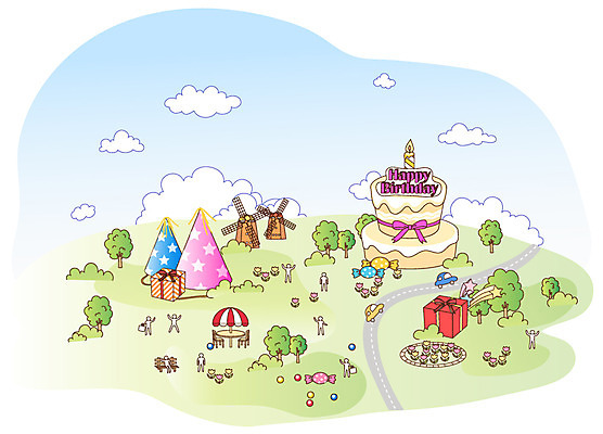 EPS 백그라운드 라인일러스트 일러스트 이벤트 생일 생일케이크 라인아트 라인백그라운드 국내일러스트 기념일 선 케이크 파일형식 벡터