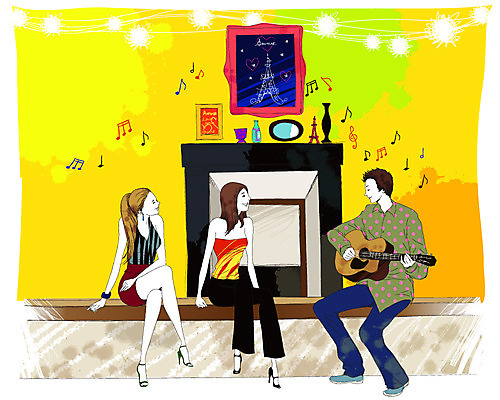 EPS 라이프스타일 여자 남자 악기 음악 구두 액자 셔츠 연주 거실 음표 일러스트 노래 바지 현악기 실내 사람 성인 라이프 장식 가로 캐주얼 세명 치마 민소매 파티 탑 물방울무늬 연주자 모임 기타 벽난로 기념품 리빙스타일 성인만 국내일러스트 건축물 기호 옷 신발 상의 무늬 하의 문화예술 이벤트 내부 생활 음악가 오브젝트 리빙 파일형식 벡터