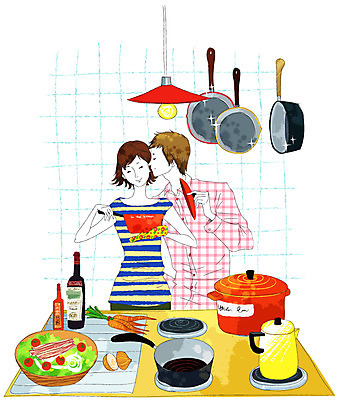 EPS 라이프스타일 그릇 부부 커플 여자 남자 가사 일러스트 주전자 주방용품 양파 술병 전등 조명 키스 실내 요리 사람 성인 두명 라이프 세로 주방 와인 당근 샐러드 프라이팬 가스레인지 냄비 격자 주방장갑 리빙스타일 식사준비 믹싱볼 성인만 국내일러스트 식기 음식 생활용품 장갑 무늬 채소 관계 병_용기 뿌리채소 주류 내부 생활 가전제품 레인지 솥 애정표현 준비 리빙 파일형식 벡터