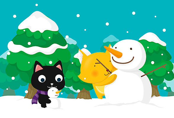 EPS 나무 식물 동물 척추동물 캐릭터 육지동물 계절 동물캐릭터 겨울 일러스트 포유류 눈사람 사람없음 야외 가로 설원 고양이 나뭇가지 눈 고양이캐릭터 여우캐릭터 국내일러스트 일러캐릭터 자연요소 날씨 눈_날씨 반려동물 여우 파일형식 벡터