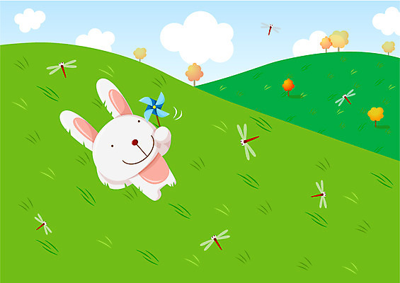 EPS 나무 식물 동물 구름 척추동물 캐릭터 육지동물 여유 동물캐릭터 곤충 일러스트 포유류 하늘 바람 휴식 초원 사람없음 야외 가로 눕기 토끼 잠자리 바람개비 언덕 토끼캐릭터 국내일러스트 일러캐릭터 자연요소 감정 컨셉 모션 날씨 반려동물 파일형식 벡터