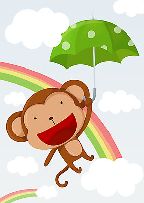 EPS 동물 구름 척추동물 캐릭터 육지동물 동물캐릭터 무지개 일러스트 우산 포유류 하늘 사람없음 세로 비행 원숭이 원숭이캐릭터 국내일러스트 일러캐릭터 자연요소 파일형식 벡터