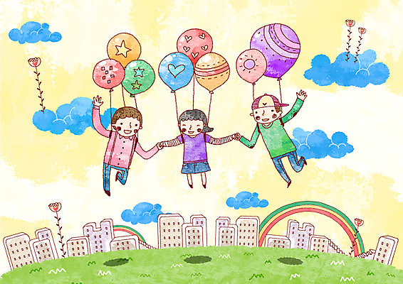 PSD 식물 구름 여자 남자 꽃 행복 별 어린이 줄기 무지개 일러스트 희망프로젝트 사랑 사람 소녀 빌딩 소년 건물 가로 세명 친구 희망 열기구 하트 비행 사회이슈 풍선 어린이만 국내일러스트 자연요소 모양 건축물 감정 컨셉 관계 항공교통 파일형식