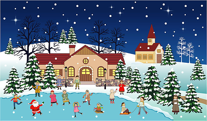 EPS 나무 식물 계절 여자 기념일 남자 길 어린이 백그라운드 크리스마스 겨울 가로등 일러스트 주택 사람 소녀 소년 여러명 야외 건물 산타클로스 교회 설원 얼음 스케이트 우체통 눈 야간 즐거움 썰매 빙판 스케이트장 어린이만 겨울배경 국내일러스트 자연요소 건축물 공공시설 감정 스포츠용품 다수 스포츠시설 종교건축 날씨 눈_날씨 이벤트 파일형식 벡터